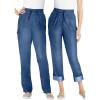Woman Within Plus Size Convertible 2-in-1 Cargo Pant & Capri Elastic Waist(Medium Stonewash Sanded)