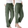 Woman Within Plus Size Convertible 2-in-1 Cargo Pant & Capri Elastic Waist(Olive Green)