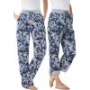 Woman Within Plus Size Convertible 2-in-1 Cargo Pant & Capri Elastic Waist(Pearl Grey Botanical)