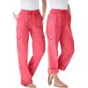 Woman Within Plus Size Convertible 2-in-1 Cargo Pant & Capri Elastic Waist(Sweet Coral)