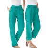 Woman Within Plus Size Convertible 2-in-1 Cargo Pant & Capri Elastic Waist(Waterfall)