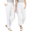 Woman Within Plus Size Convertible 2-in-1 Cargo Pant & Capri Elastic Waist(White)