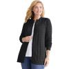 Woman Within Plus Size Cotton Cable Knit Cardigan Sweater(Black)