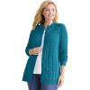 Woman Within Plus Size Cotton Cable Knit Cardigan Sweater(Bright Cobalt)