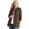 Woman Within Plus Size Cotton Cable Knit Cardigan Sweater(Chocolate)