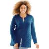 Woman Within Plus Size Cotton Cable Knit Cardigan Sweater(Evening Blue)