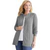 Woman Within Plus Size Cotton Cable Knit Cardigan Sweater(Medium Heather Grey)
