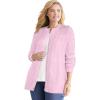 Woman Within Plus Size Cotton Cable Knit Cardigan Sweater(Pink)