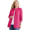 Woman Within Plus Size Cotton Cable Knit Cardigan Sweater(Raspberry Sorbet)