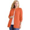 Woman Within Plus Size Cotton Cable Knit Cardigan Sweater(Vibrant Papaya)