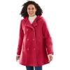 Woman Within Plus Size Double-Breasted Hooded Fleece Peacoat(Classic Red)