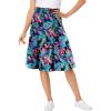 Woman Within Plus Size Elastic-Waist Knit Tiered Skirt(Black Multi Watercolor Tropicana)
