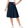 Woman Within Plus Size Elastic-Waist Knit Tiered Skirt(Navy)