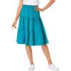 Woman Within Plus Size Elastic-Waist Knit Tiered Skirt(Pretty Turquoise)