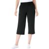 Woman Within Plus Size Elastic-Waist Pull-On Knit Pocket Capri Pants(Black)