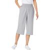 Woman Within Plus Size Elastic-Waist Pull-On Knit Pocket Capri Pants(Heather Grey)