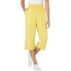 Woman Within Plus Size Elastic-Waist Pull-On Knit Pocket Capri Pants(Primrose Yellow)