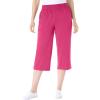 Woman Within Plus Size Elastic-Waist Pull-On Knit Pocket Capri Pants(Raspberry Sorbet)