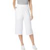 Woman Within Plus Size Elastic-Waist Pull-On Knit Pocket Capri Pants(White)