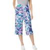 Woman Within Plus Size Elastic-Waist Pull-On Knit Pocket Capri Pants(White Multi Batik)