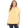 Woman Within Plus Size Eyelet Henley Tee(Banana)