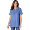 Woman Within Plus Size Eyelet Henley Tee(French Blue)
