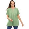 Woman Within Plus Size Eyelet Henley Tee(Sage)