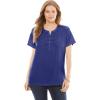 Woman Within Plus Size Eyelet Henley Tee(Ultra Blue)