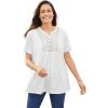Woman Within Plus Size Eyelet Henley Tee(White)