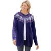 Woman Within Plus Size Fair Isle Cardigan(Navy Fair Isle Stripe)