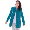 Woman Within Plus Size Fleece Baseball Jacket Long Oversized Fleece Coat(Deep Teal)