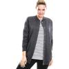 Woman Within Plus Size Fleece Baseball Jacket Long Oversized Fleece Coat(Heather Charcoal)