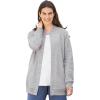 Woman Within Plus Size Fleece Baseball Jacket Long Oversized Fleece Coat(Heather Grey)