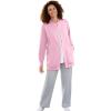 Woman Within Plus Size Fleece Baseball Jacket Long Oversized Fleece Coat(Pink)