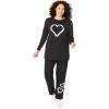 Woman Within Plus Size Fleece Sweatshirt Set(Black Tie Dye Heart)