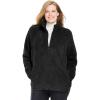 Woman Within Plus Size Fluffy Fleece Jacket Oversized Zip-Up Jacket(Black)