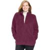 Woman Within Plus Size Fluffy Fleece Jacket Oversized Zip-Up Jacket(Deep Claret)