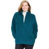Woman Within Plus Size Fluffy Fleece Jacket Oversized Zip-Up Jacket(Deep Teal)