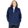 Woman Within Plus Size Fluffy Fleece Jacket Oversized Zip-Up Jacket(Evening Blue)