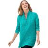 Woman Within Plus Size French Terry Quarter-Zip Sweatshirt(Aquamarine Marled)