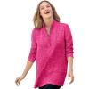 Woman Within Plus Size French Terry Quarter-Zip Sweatshirt(Raspberry Sorbet Marled)