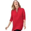 Woman Within Plus Size French Terry Quarter-Zip Sweatshirt(Vivid Red Marled)