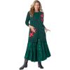 Woman Within Plus Size Holiday Cardigan(Emerald Green Poinsettia)