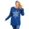 Woman Within Plus Size Holiday Sweater(Deep Cobalt Snowflake)