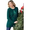 Woman Within Plus Size Holiday Sweater(Emerald Green Tree)
