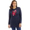Woman Within Plus Size Holiday Sweater(Navy Candy Cane)