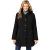 Woman Within Plus Size Hooded A-Line Fleece Coat(Black)