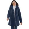 Woman Within Plus Size Hooded A-Line Fleece Coat(Navy)