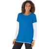 Woman Within Plus Size Layered-Look Crewneck Tee(Bright Cobalt)