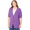 Woman Within Plus Size Lightweight Short Sleeve V-Neck Cardigan(Pretty Violet)
